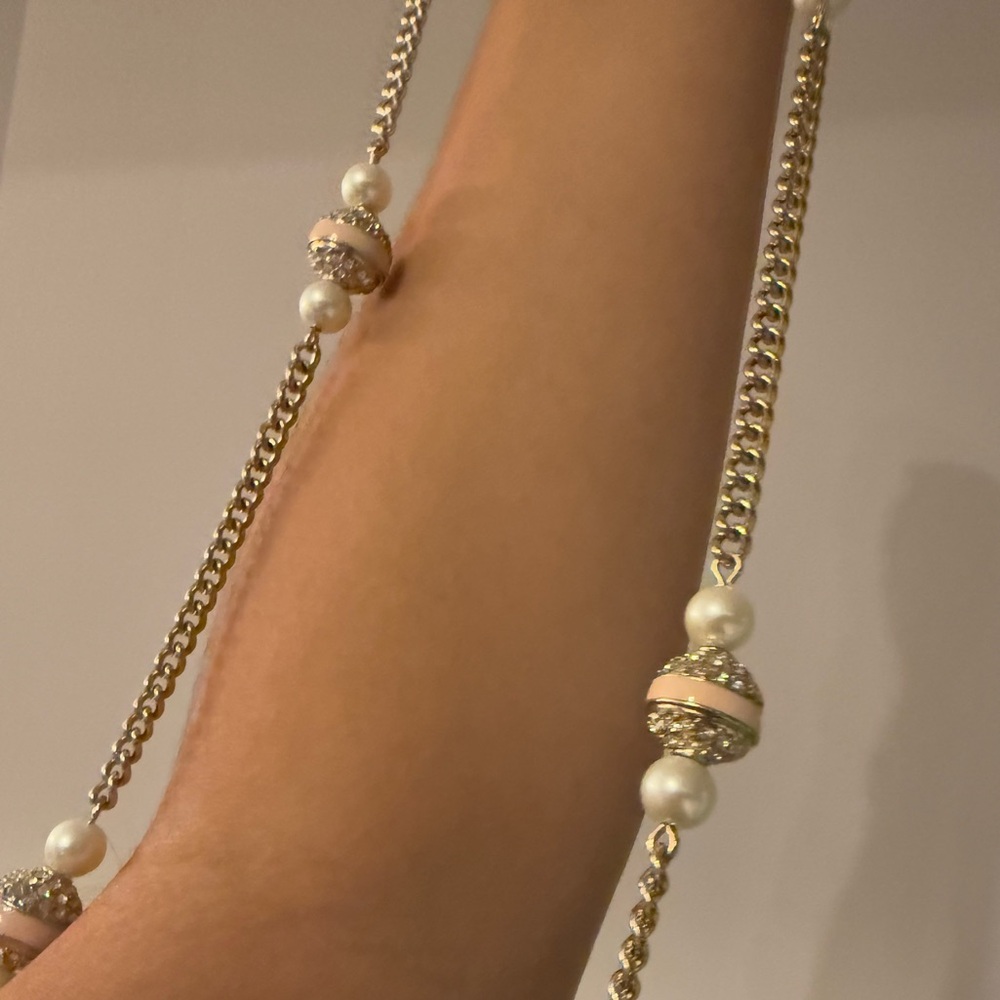 Peachy Pearls Golden Necklace